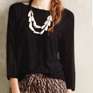 Anthpologie Knit top with Sheer Sleeves